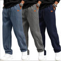 3 Pack Men's Corduroy Pants, Casual Drawstring Elastic Waist Straight Leg Loose Fit Baggy Sweatpants with Pockets