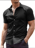 Men's Muscle Fit Dress Shirts Wrinkle-Free Short Sleeve Casual Button Down Shirt