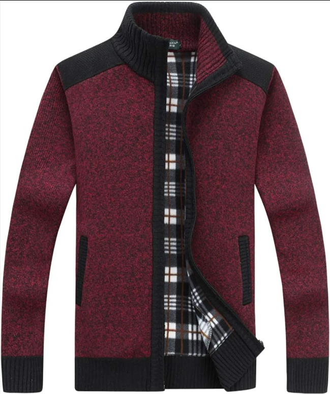 Men's Casual Slim Full Zip Thick Knitted Cardigan Sweaters with Pockets