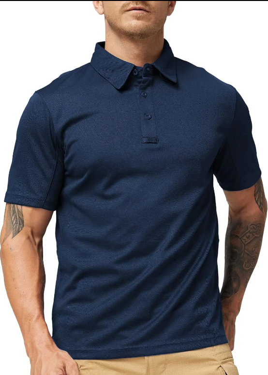 Men's Outdoor Performance Tactical Polo Shirts Short and Long Sleeve, Moisture-Wicking