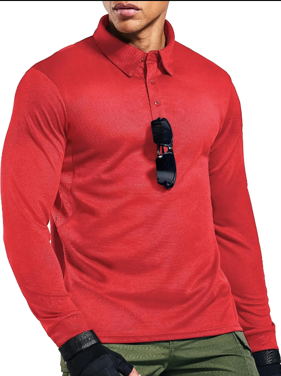 Men's Outdoor Performance Tactical Polo Shirts Short and Long Sleeve, Moisture-Wicking